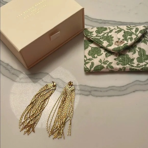 Sezane NEW classic chic Gold Chain Tassel Earrings with box and pouch 💕 - Picture 4 of 5